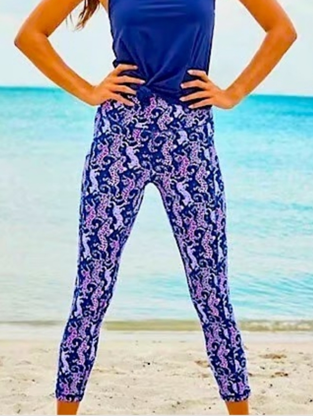 Lilly Pulitzer Weekender High Rise UPF 50 Luxletic Oyster Bay Nay on the Catwalk